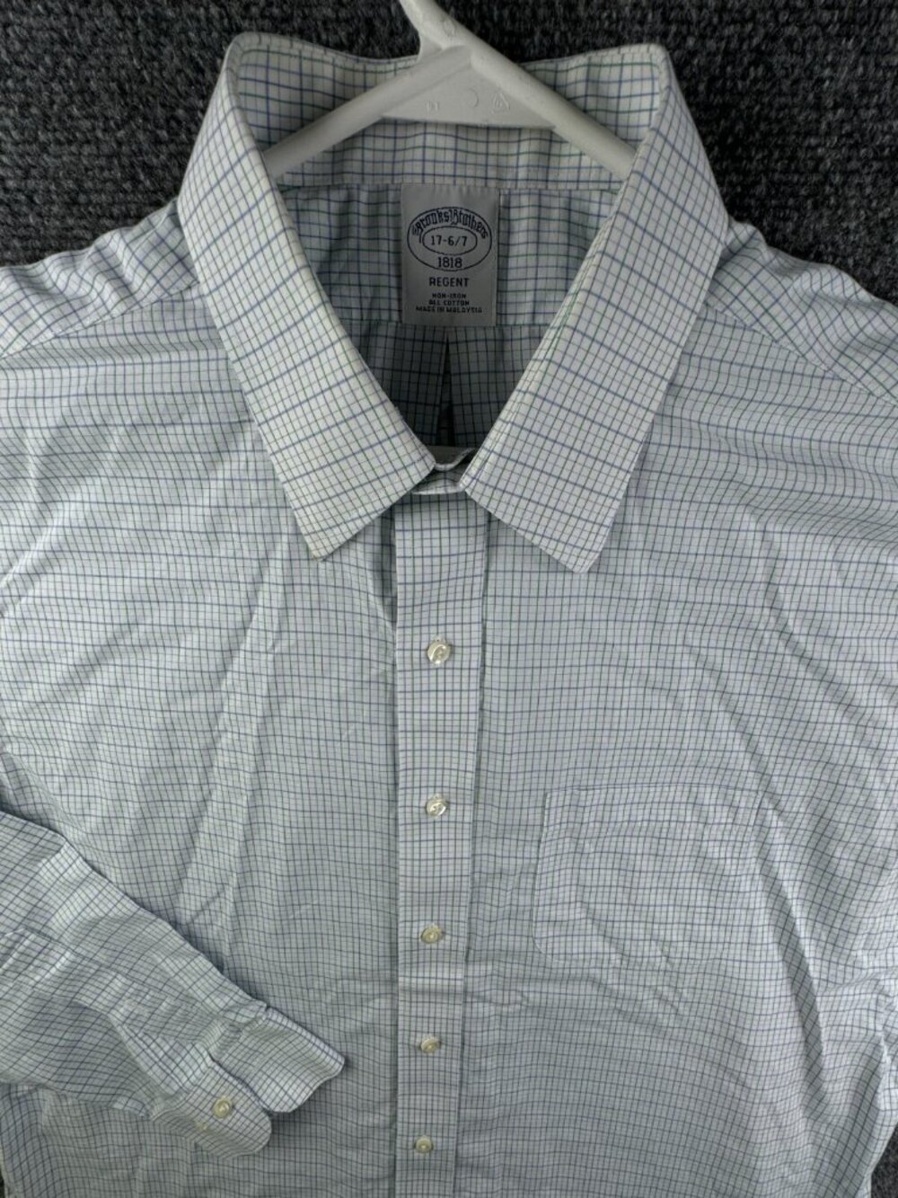 Brooks Brothers Casual Long Sleeve Button Up Shirt Men Blue Green 17 36/37 Point